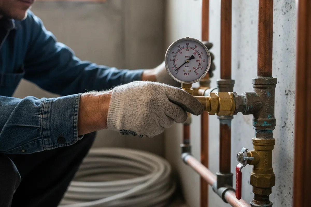 Pressure testing a repaired line during Water Line Repair in Bartonsville